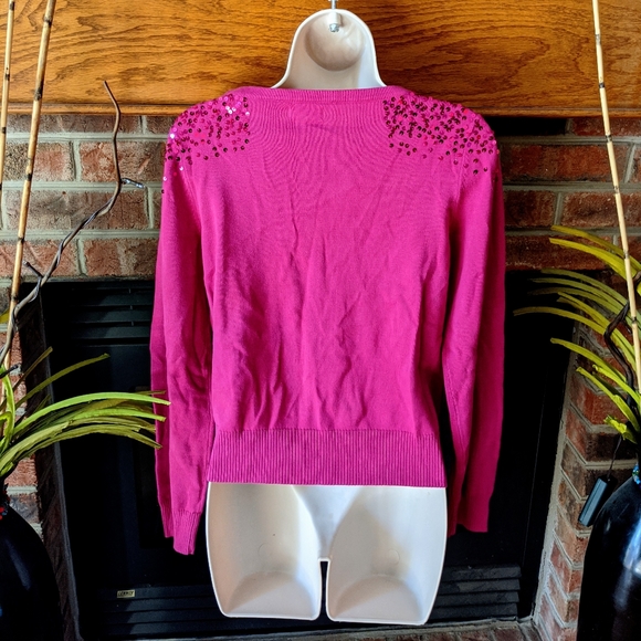 Elle pink sequin 3/4 sleeve sweater size Small - Picture 2 of 2